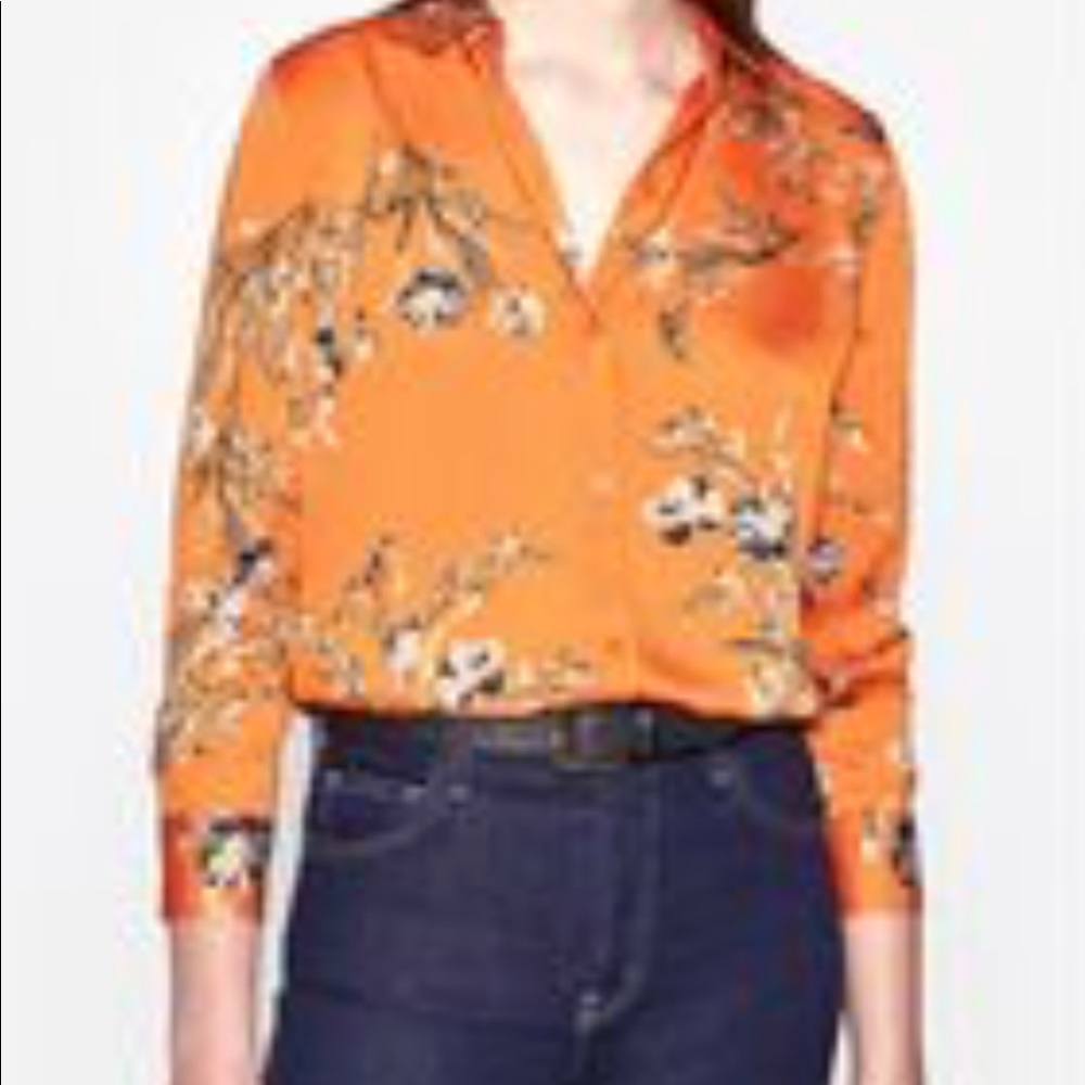 Equipment Orange Floral Blouse